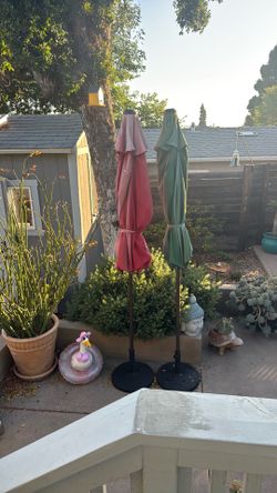 Patio Umbrellas with stands x2