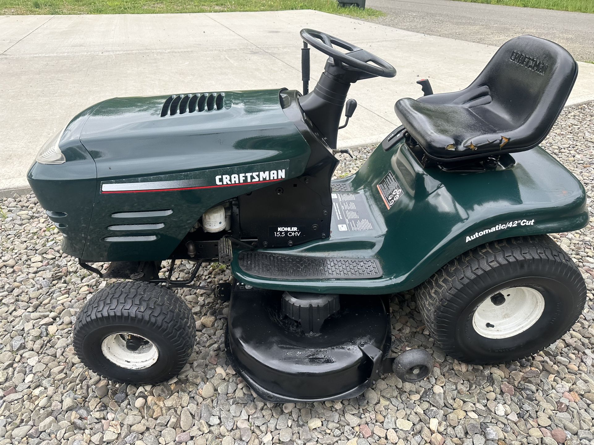 CRAFTSMAN LAWN TRACTOR 15.5 HP OHV KOHLER 42" RIDING MOWER ONLY $600 BUNCH NEW PARTS
