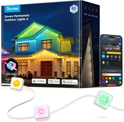 Govee Permanent Outdoor Lights 2, 50ft RGBIC Outdoor Lights with 100 Modes
16 Million Colors, IP67 Waterproof for Outdoor, Roof, Eave, Patio, Deck, Pa