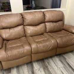 Leather Look  Couch And Chair 