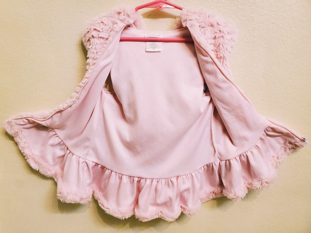 Little Girls Pink Faux Sleeveless Vest - Item #1