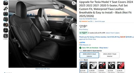 Tesla Model Y Feinepro Car Seat Covers 2020-2024 *5-Seater* Nappa Leather Black