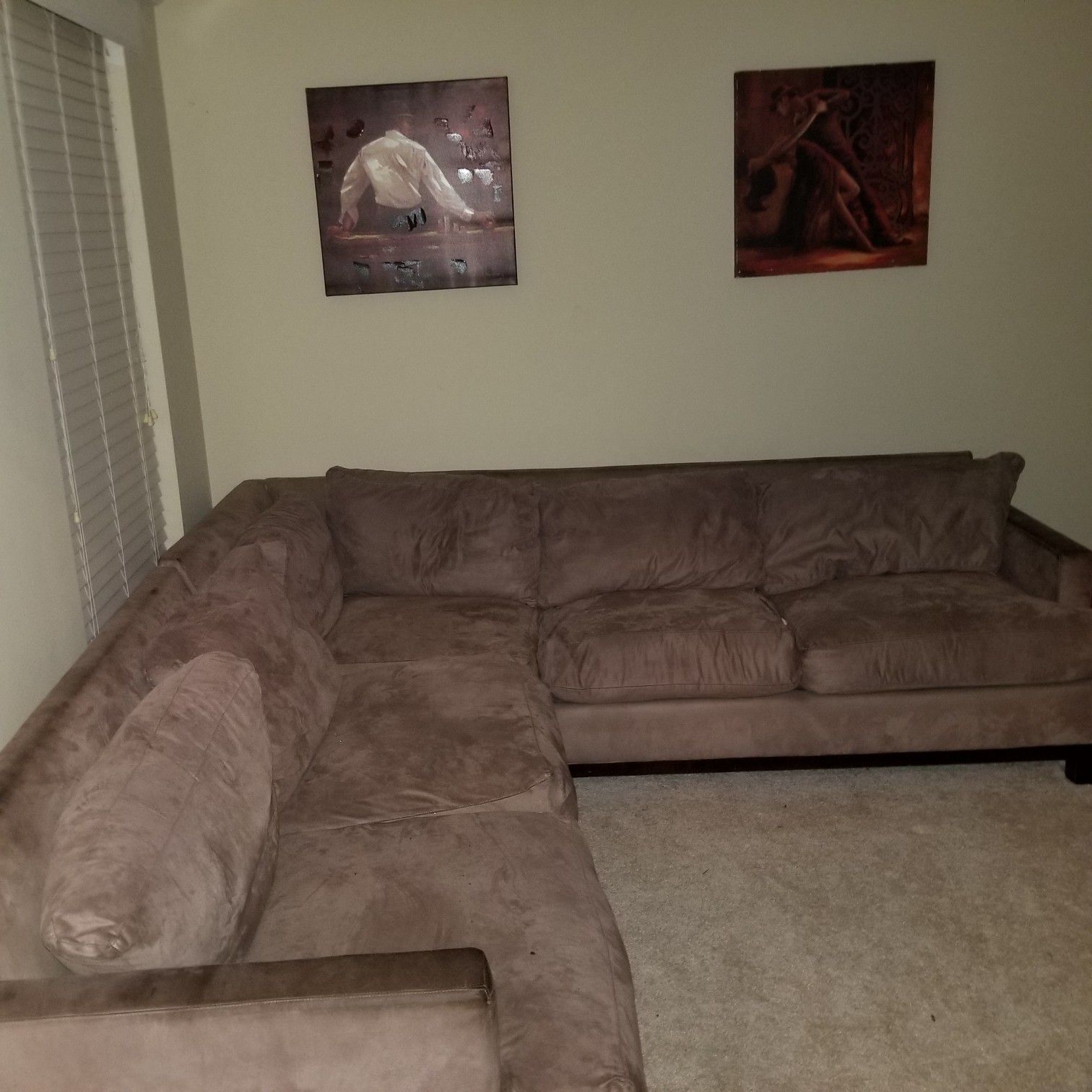 Very nice and comfortable feather filled microsuede sectional