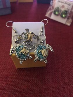 Turtle Ring And Earrings Size 8