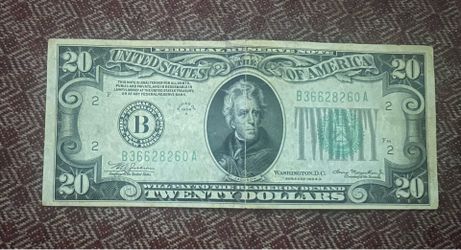 1934 A New York, NY $20 Federal Reserve Note Bill Twenty Dollar Circulated