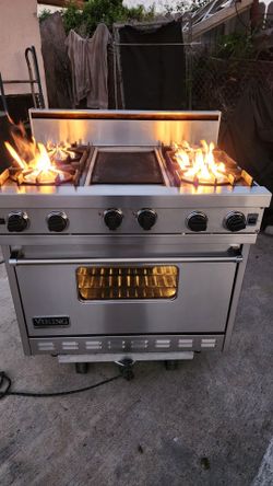 Viking Professional 36 inch Gas Range Wint 4 Burners and plancha central de acero inoxidable lista para usar super limpia 🔥 $1200