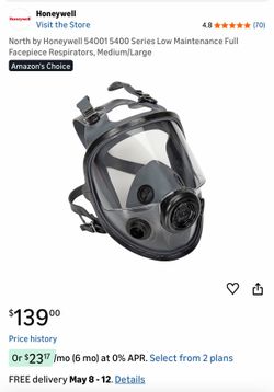 North by Honeywell 54001 5400 Series Low Maintenance Full Facepiece Respirators.
