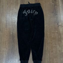 Black velvet Juicy Couture sweatpants with rhinestone logo size medium