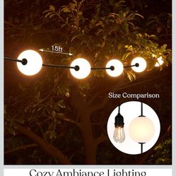Brightech Orb Outdoor Indoor String Lights - Frosted Lantern LED String with 10 Weatherproof Globe Lights - Plug in Commercial Grade Light Strand for 