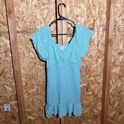 No Boundaries green teal babydoll dress with white, size XL