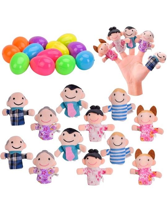 12 PCS Mini Cartoon Plush Finger Puppets Filled Easter Eggs Gifts for Easter Theme Party