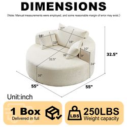 55'L Polyester Sponge single sofa,No Assembly Required,Fluffy Modern Sleeper Chair for Living room, Bedroom, Lounge and Projection Room(Not a swivel c