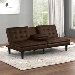 Adjustable Brown Futon Couch Sofa Bed