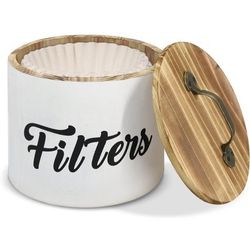 Coffee Filter Holder, Farmhouse White Filter Storage Container Basket for Counter