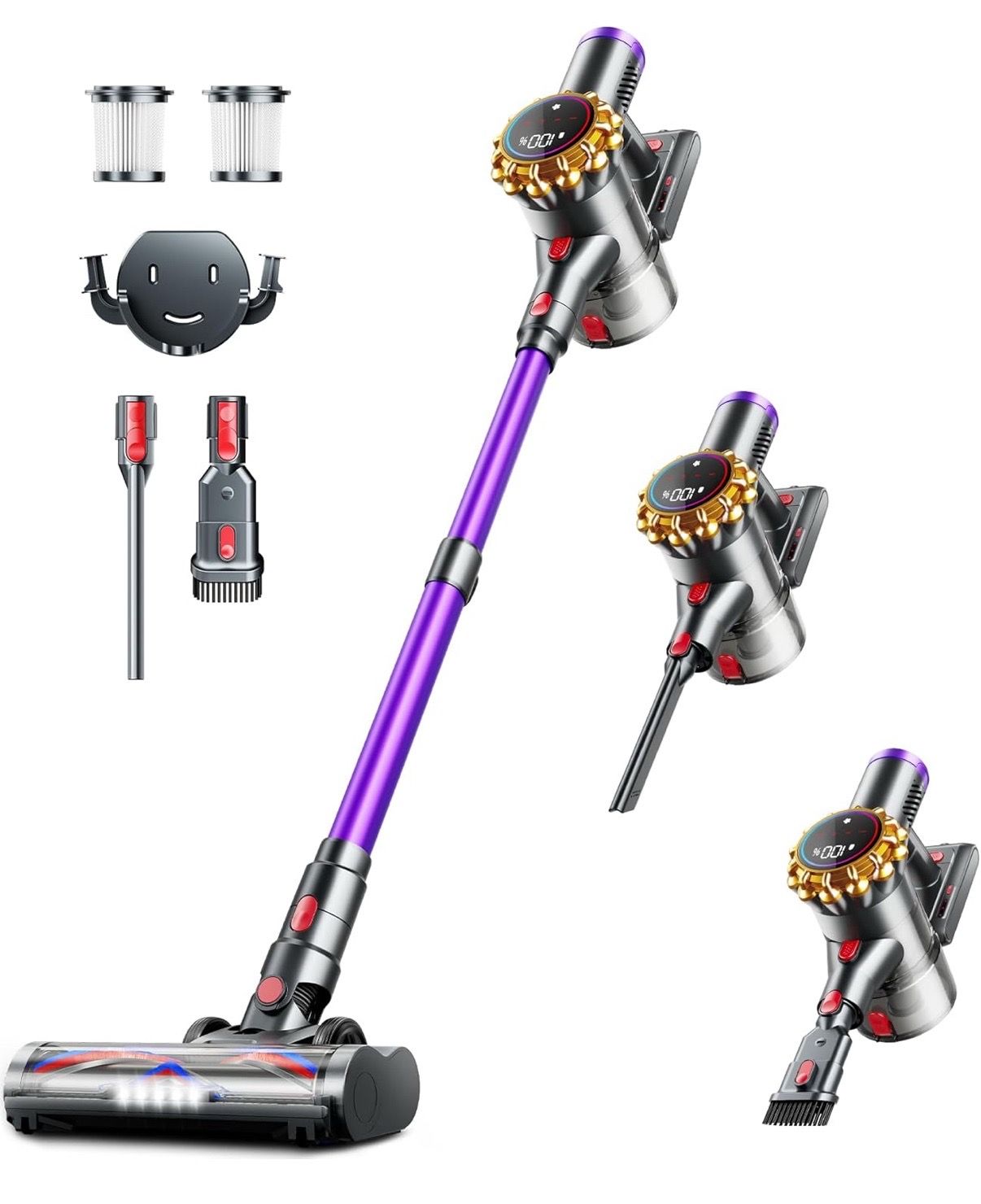 OIFYEM Cordless Vacuum Cleaner,Upgraded 550W 45KPA 60Mins Vacuum Cleaners for Home,Self-Standing Stick Vacuum with LED Display,8 in 1 Lightweight Anti