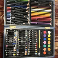 Water Colors, Colored Pencils And Oil Pastels