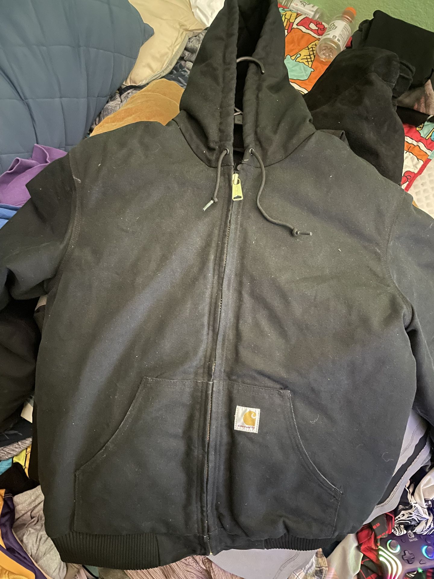 2 Mens Carhartt Jackets Black And Brown/ Sherpa Lined
