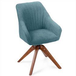 Cotton-linen Accent Chair, Modern Upholstered Single Sofa Armchair, for Living Room, Sky Blue