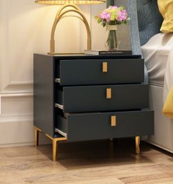 Timechee 3-Drawer Nightstand End Table Bedside Table - Black