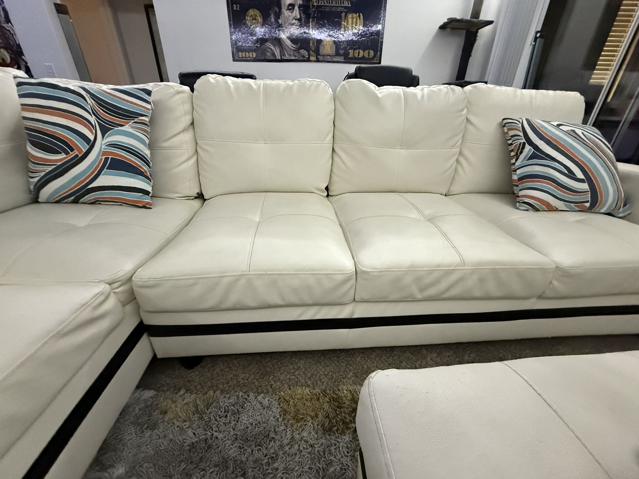 Sectional Sofa & Ottoman Faux Leather
