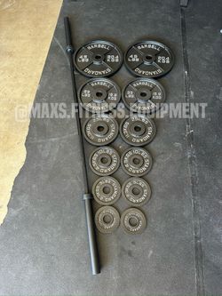 New Cast Iron Plates Set With Olympic Bar