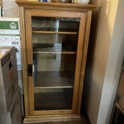 Glass Bookshelf/Display Cabinet – Solid Oak – Color – Natural Wood