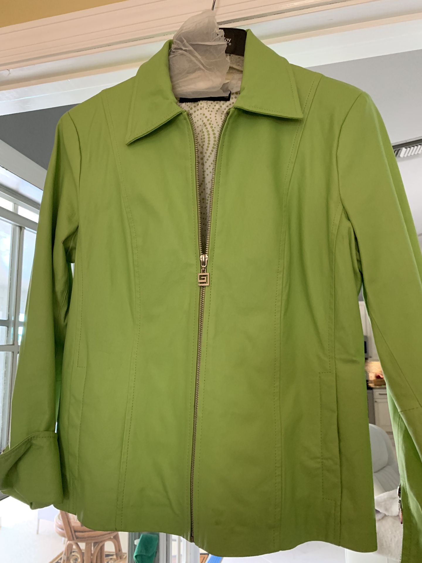 Leather Jacket XXS Hip length Green