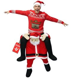 Santa Piggyback Costume, Christmas Costumes for Adults Piggyback Costume Included, Self-Stuff Legs & Plush Santa Design, Pull-On Closure, Perfect for 