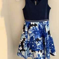 Tween Diva Girl's Dress Navy Blue and White Sleeveless