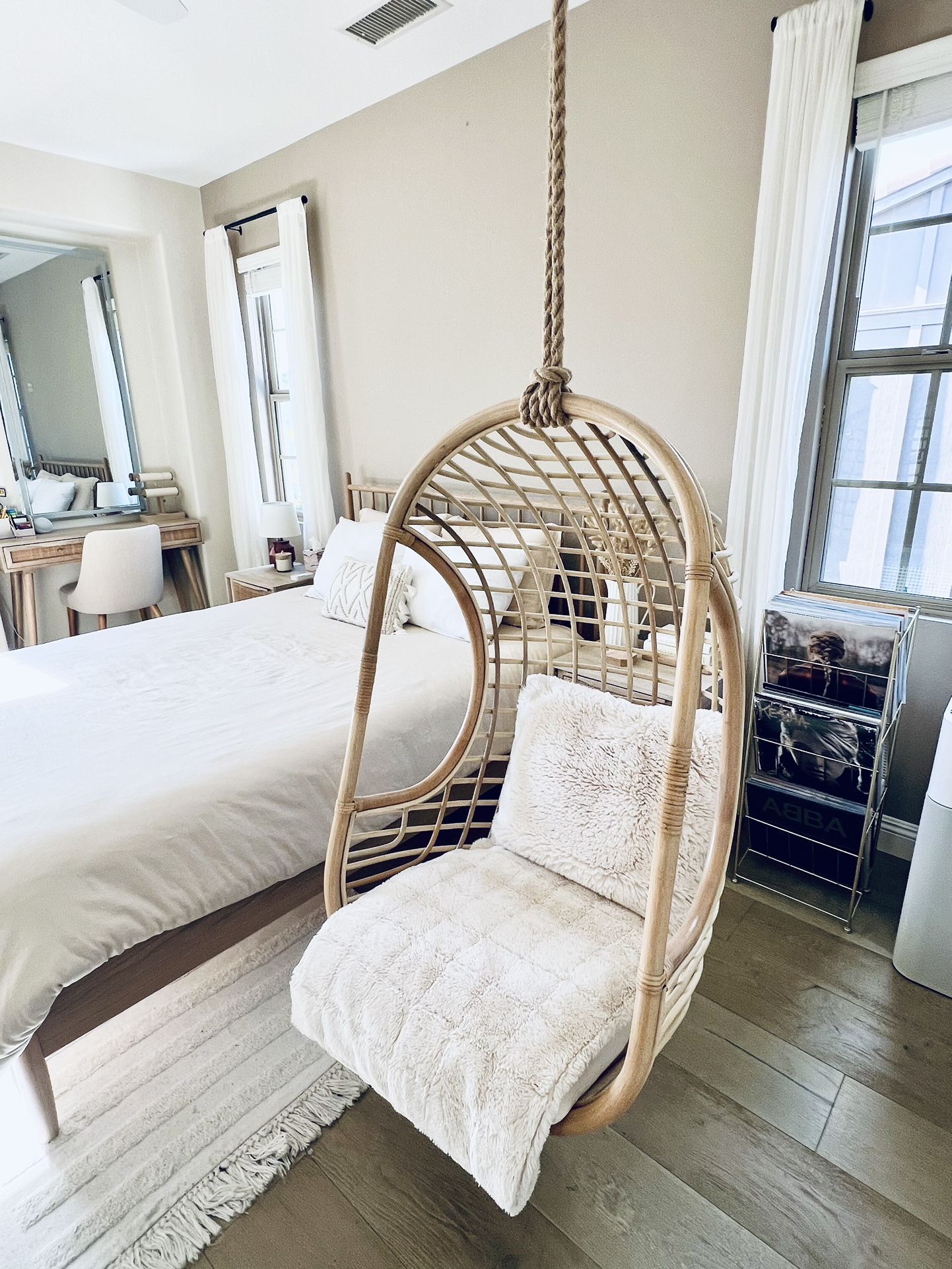 Beautiful Light Wood Hanging Chair - Indoor or Outdoor