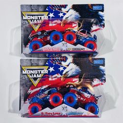 Stars and Stripes El Toro Loco Megladon Grave Digger JCB Diggertron Monster Jam Monster Truck Toys 