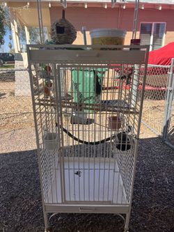Large Bird Cage W/ Toys And Treats