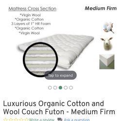 New! The Futon Shop 8 Inch Mattress Organic Cotton And Virgin Wool (Twin  Size).