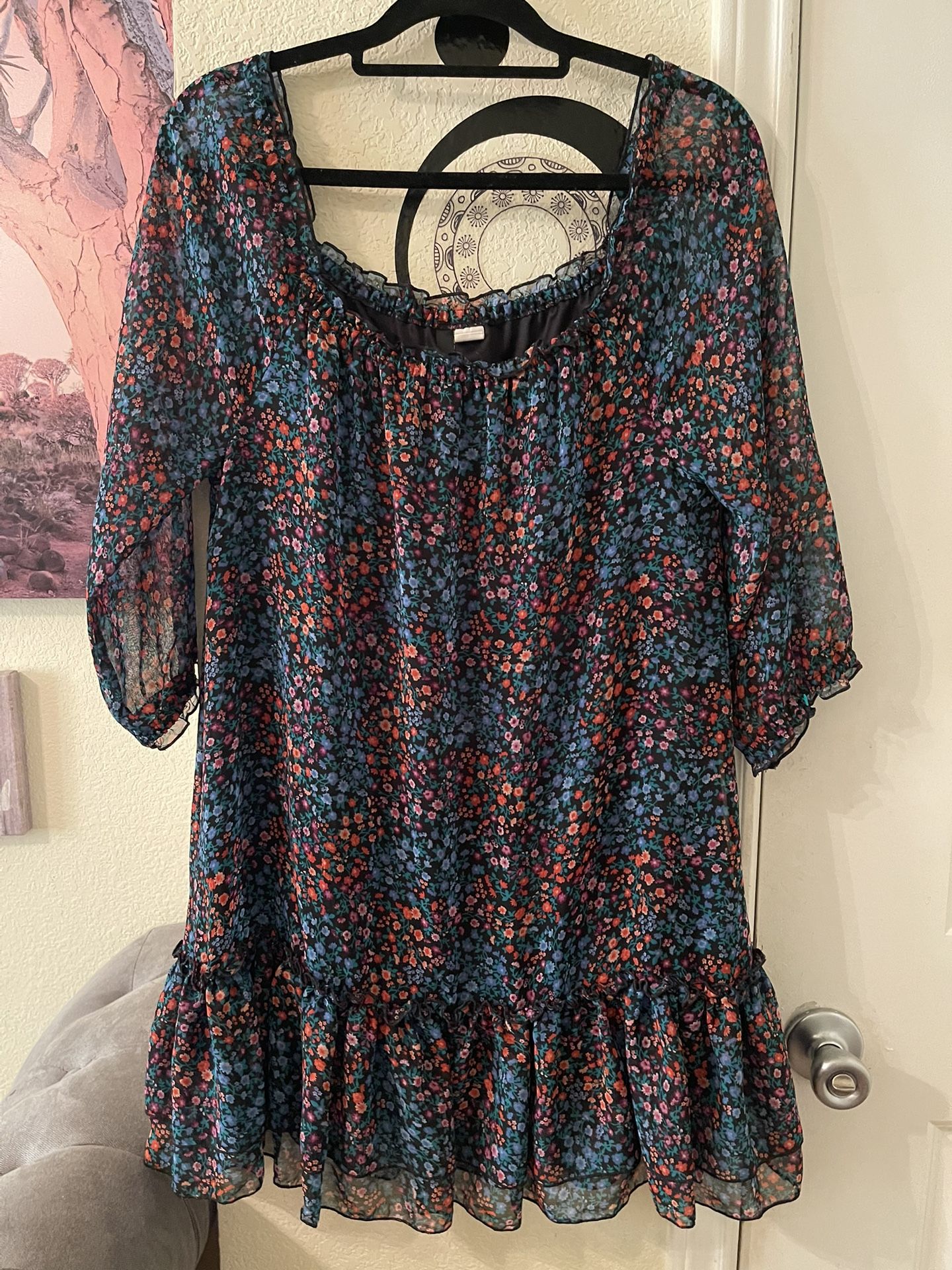 H & M Womens Floral blue dress size medium NEW