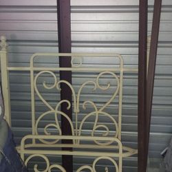 Vintage Wrought Iron Curved Twin Headboard Footboard With Rails