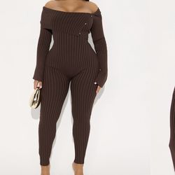 Brown jumpsuit long sleeve