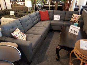 Brand new grey linen 109" x 81" sectional