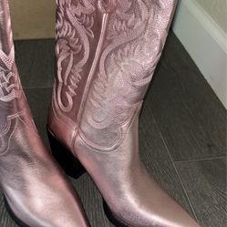 Pink Cow Girl Boots - Jeffrey Campbell Dagget Western Cowboy Boot Light Pink Metallic 