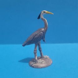 Great Blue Heron Toy Handpainted Rubber Bird Realistic Model Gift 2.25".