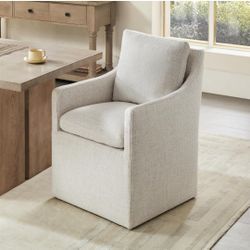 Watson & Whitely Dining Chairs with Casters, Upholstered Modern Rolling Dining Chairs with Rollers Armchair for Bedroom Reading Room Living Room Waiti