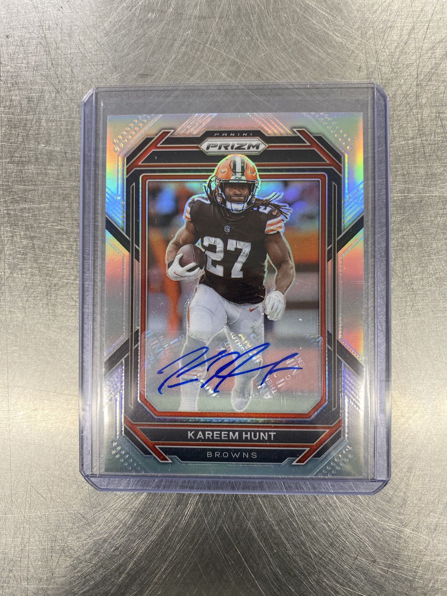 2022 Panini Prizm Kareem Hunt Silver Prizm Auto SSP Cleveland Browns #68