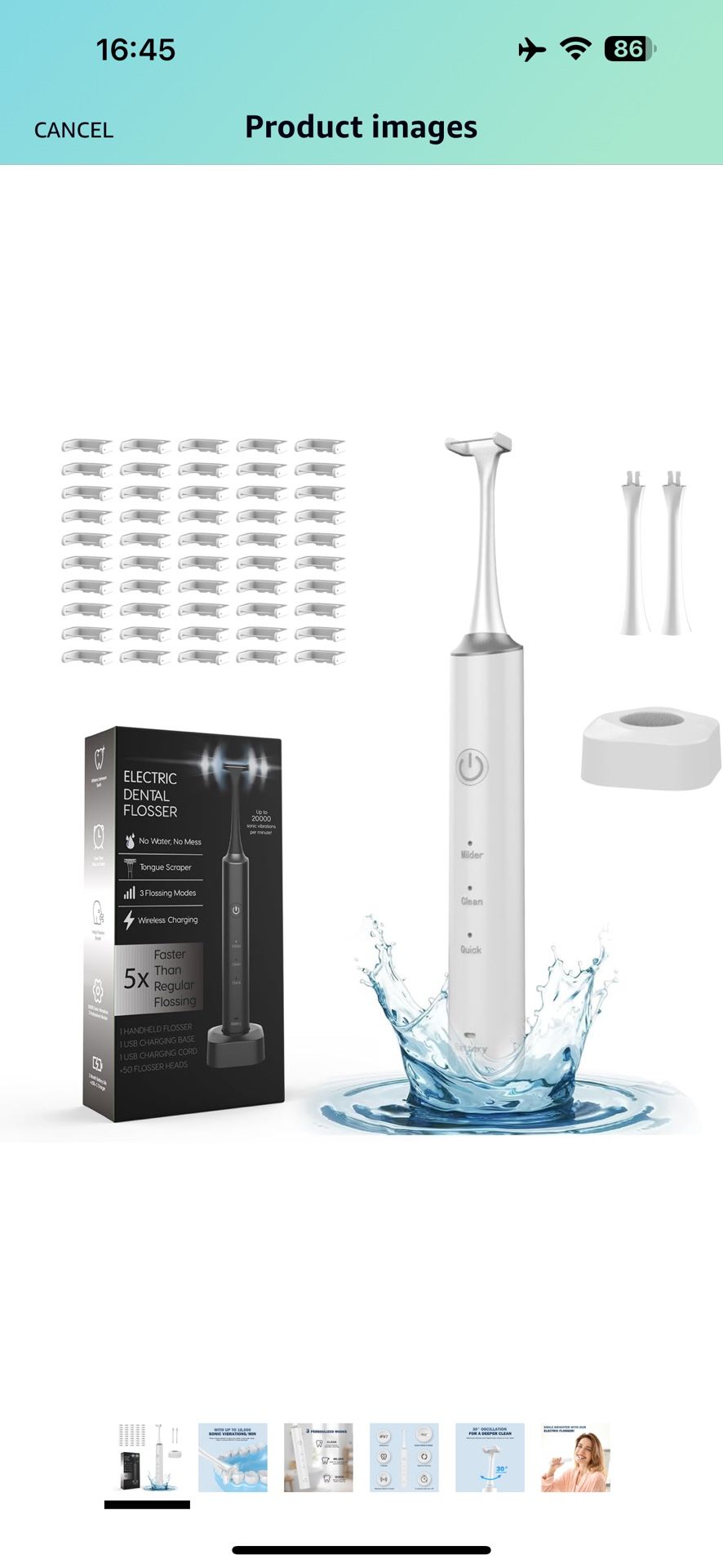 Voraiya Electric Flosser with 3 Modes with 50 Replacement Heads, Oscillation and Vibration Flosser, Water Floss Alternative, Electric Dental Floss wit