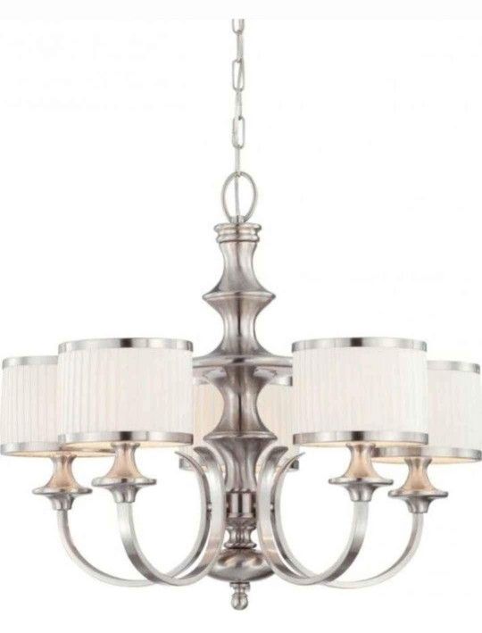 BRAND NEW NUVO 60/4735 Five Light Chandelier, Unknown, Pwt, Nckl, B/S, Slvr