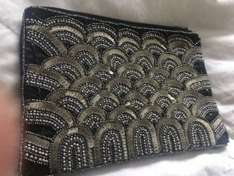 Purse bag evening beaded wrist strap dress gown zipper