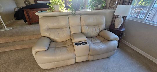 Leather dual electric recliner sofa