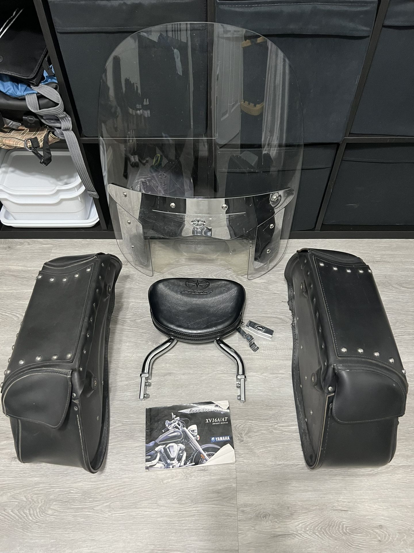 Yamaha Roadstar Silverado Package, Windshield, Sissy bar Back Rest, & Saddlebags