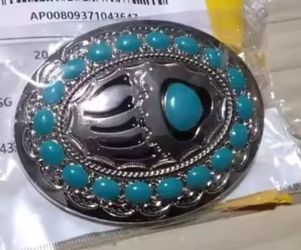 New faux turquoise bear claw paw belt buckle
