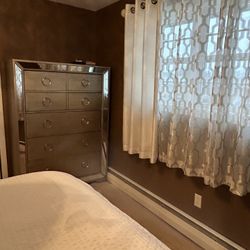  Queen Bed Frame With  Mirrored Dresser – Excellent Condition