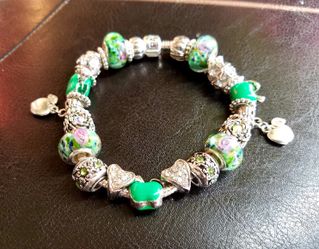 ON SALE GREEN APPLES EUROPEAN STYLE MURANO GLASS BRACELET HANDMADE
