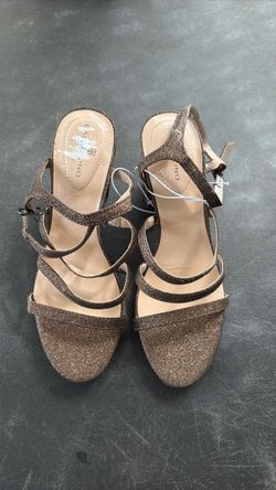 Bronze Glitter Strappy Heeled Sandals